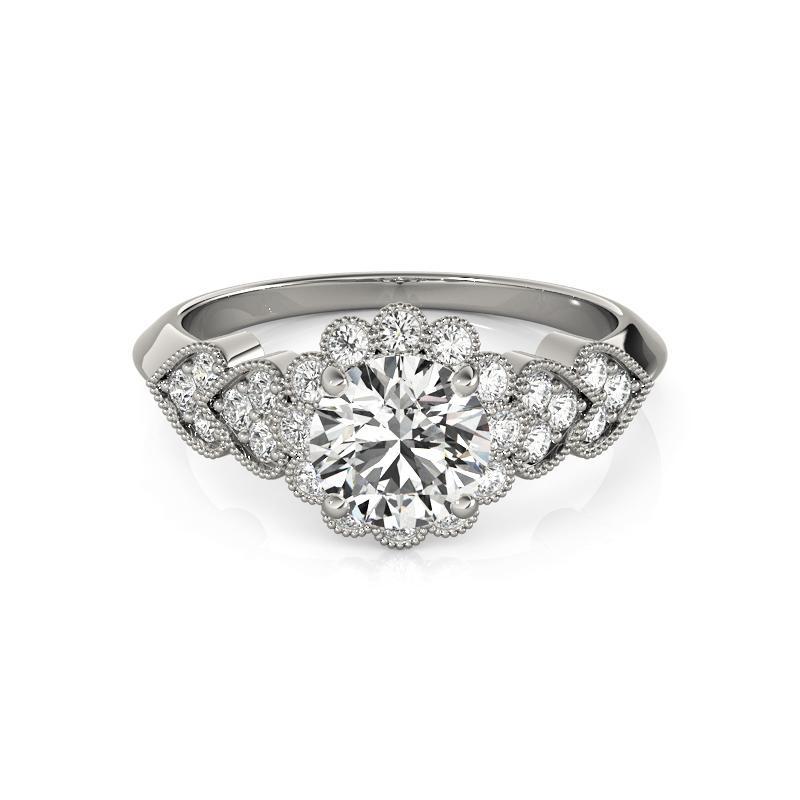 Anello con diamante rotondo a forma di girasole certificato GIA da 2,01 carati In condizioni Nuovo in vendita a New York, NY