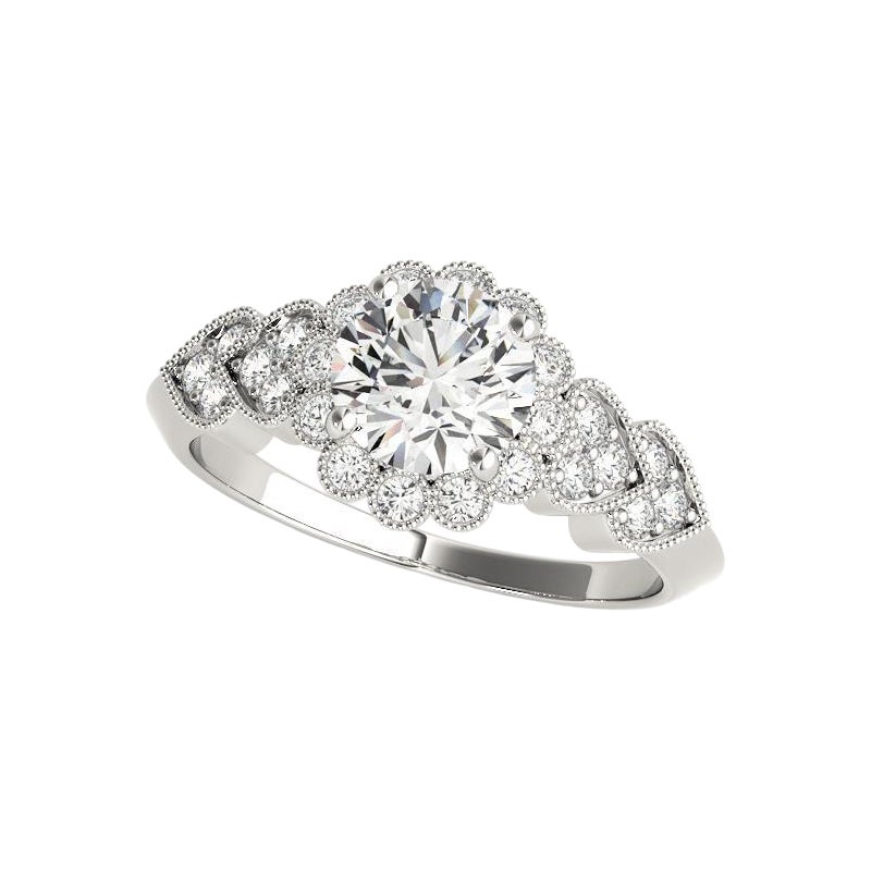 Anello con diamante rotondo a forma di girasole certificato GIA da 2,01 carati in vendita