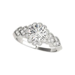 GIA Certified 2.01 Carat Round Halo Sunflower Heart Diamond Ring