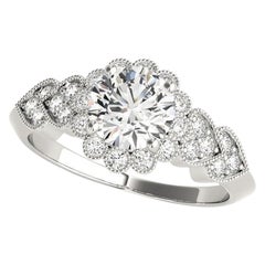 GIA Certified 2.01 Carat Round Halo Sunflower Heart Platinum Diamond Ring