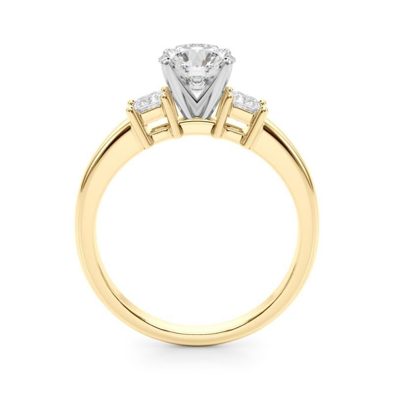 Taglio rotondo Anello di diamanti a tre pietre con taglio rotondo e principessa certificato GIA da 2,01 carati in vendita