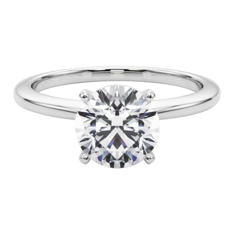 Bague solitaire en diamant certifié GIA de 2,01 carats ronds et sertis clos