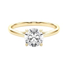 Anello con diamante solitario rotondo certificato GIA da 2,01 carati in oro giallo 18 carati