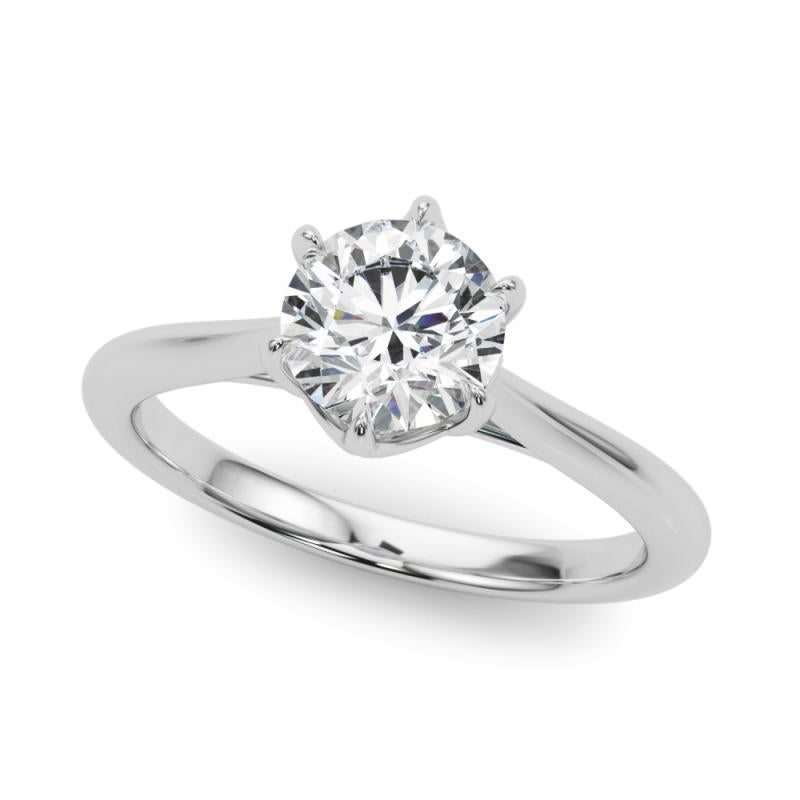 Taille ronde Bague tulipe cathédrale certifiée GIA de 2,01 carats de diamant rond solitaire en vente