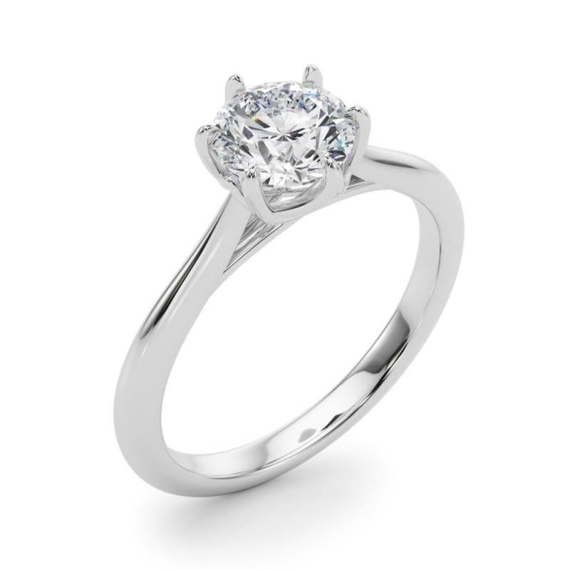 Bague tulipe cathédrale certifiée GIA de 2,01 carats de diamant rond solitaire Pour femmes en vente