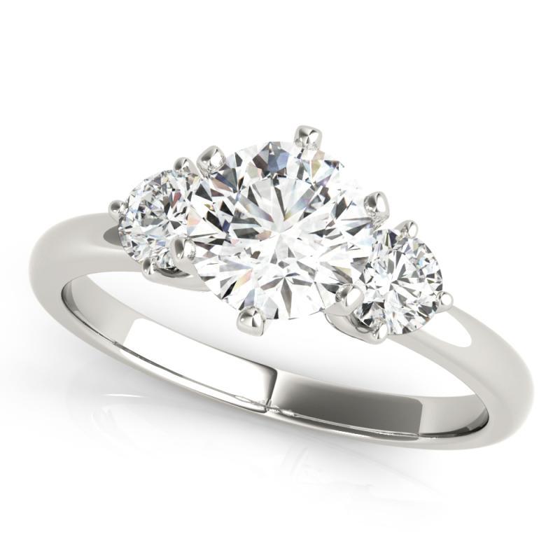 Taille ronde Bague à trois pierres en or blanc 18 carats certifiée GIA de 2,01 carats de diamant rond en vente