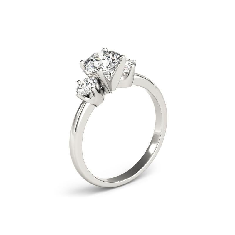 Bague à trois pierres en or blanc 18 carats certifiée GIA de 2,01 carats de diamant rond Pour femmes en vente