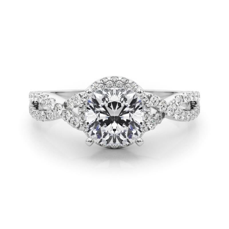 GIA Certified 2.01 Carat Solitaire Cushion Halo Infinity Diamond Ring