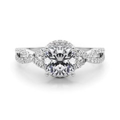 GIA Certified 2.01 Carat Solitaire Cushion Halo Infinity Diamond Ring