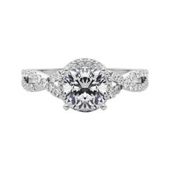 GIA Certified 2,01 Carat Solitaire Cushion Halo Infinity Diamond Ring