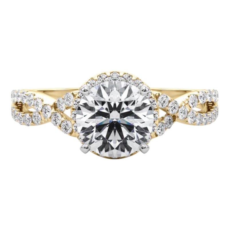 GIA Certified 2.01 Carat Solitaire Round Halo Infinity Diamond Ring