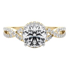 GIA Certified 2.01 Carat Solitaire Round Halo Infinity Diamond Ring
