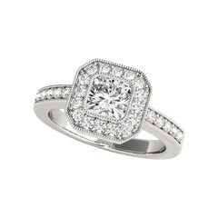 GIA Certified 2.01 Carat Square Cushion Halo Basket Diamond Ring