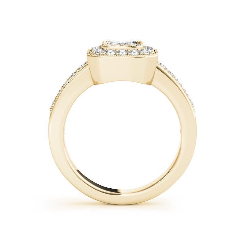 Taglio cuscino GIA Certified 2,01 Carat Square Cushion Halo Basket Anello in oro giallo con diamante in vendita