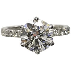 GIA Certified 2 Carat Triple Excellent Round Brilliant Cut Diamond RIng