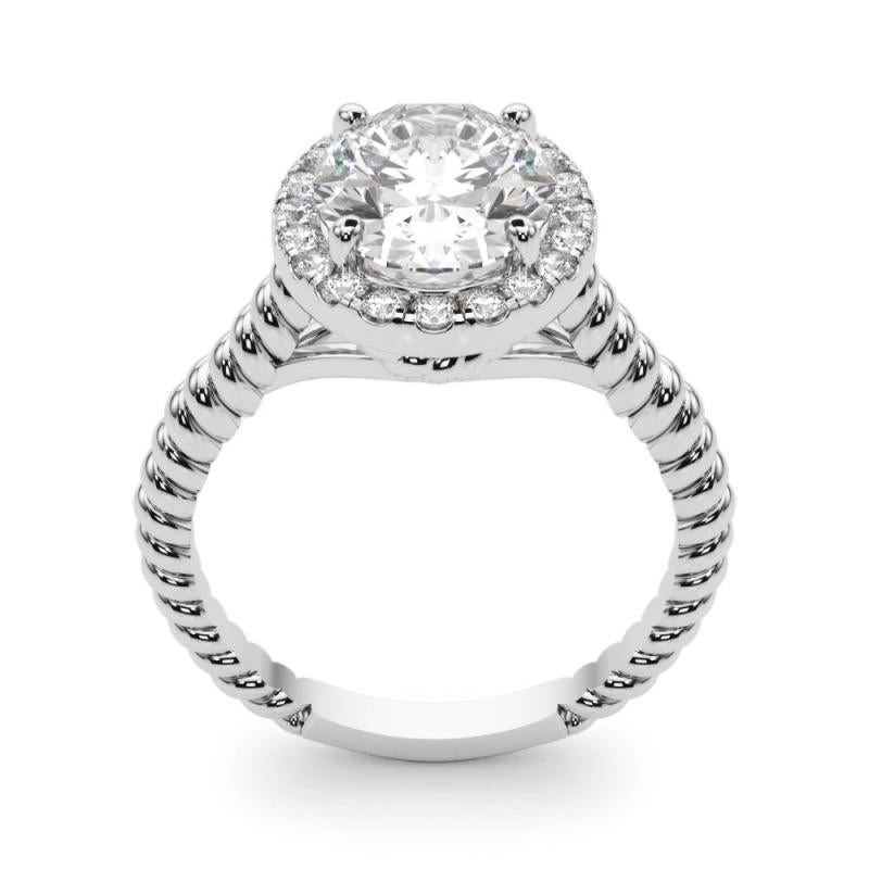 Donna GIA Certified 2.01 Carat Twisted Rope Oval Halo Cathedral Platinum Diamond Ring in vendita