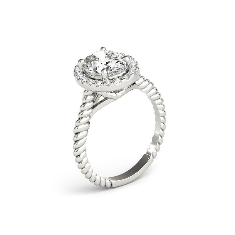 GIA Certified 2.01 Carat Twisted Rope Oval Halo Cathedral Platinum Diamond Ring in vendita 1