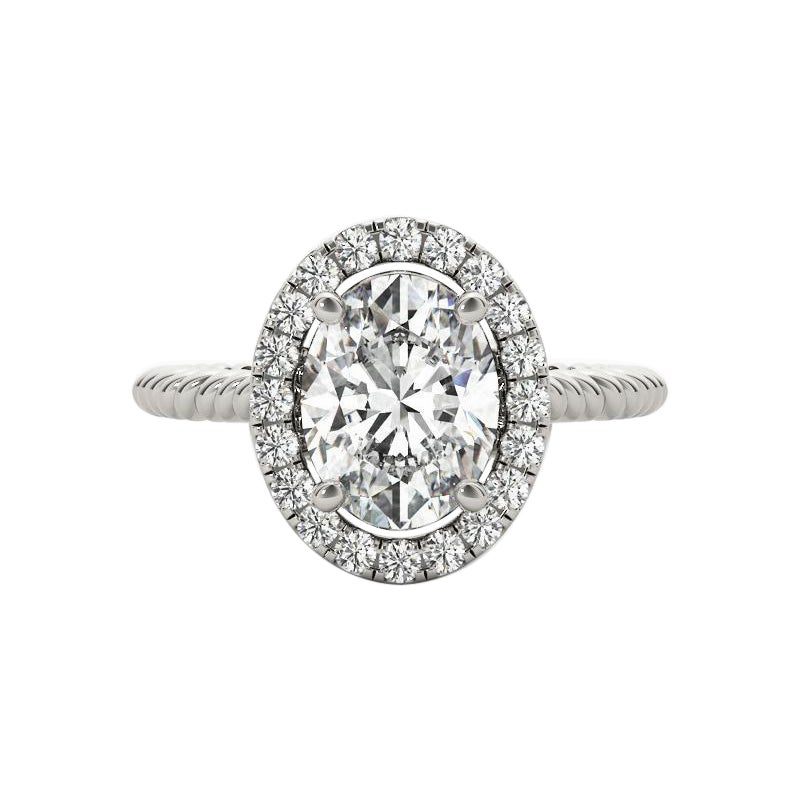 GIA Certified 2.01 Carat Twisted Rope Oval Halo Cathedral Platinum Diamond Ring