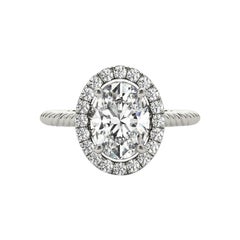 GIA Certified 2.01 Carat Twisted Rope Oval Halo Cathedral Platinum Diamond Ring