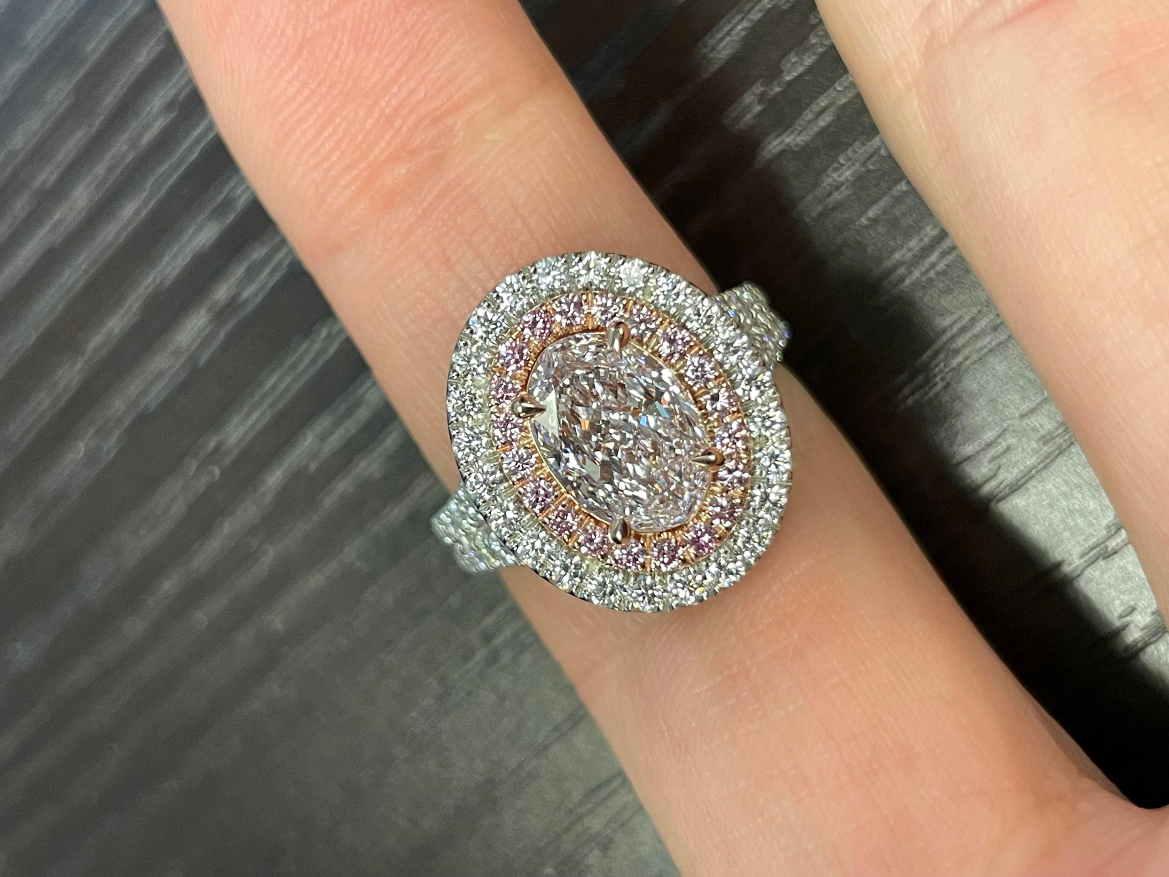 GIA Certified 2.01 Carat Very Light Pink Engagement Ring  In New Condition For Sale In LA, CA