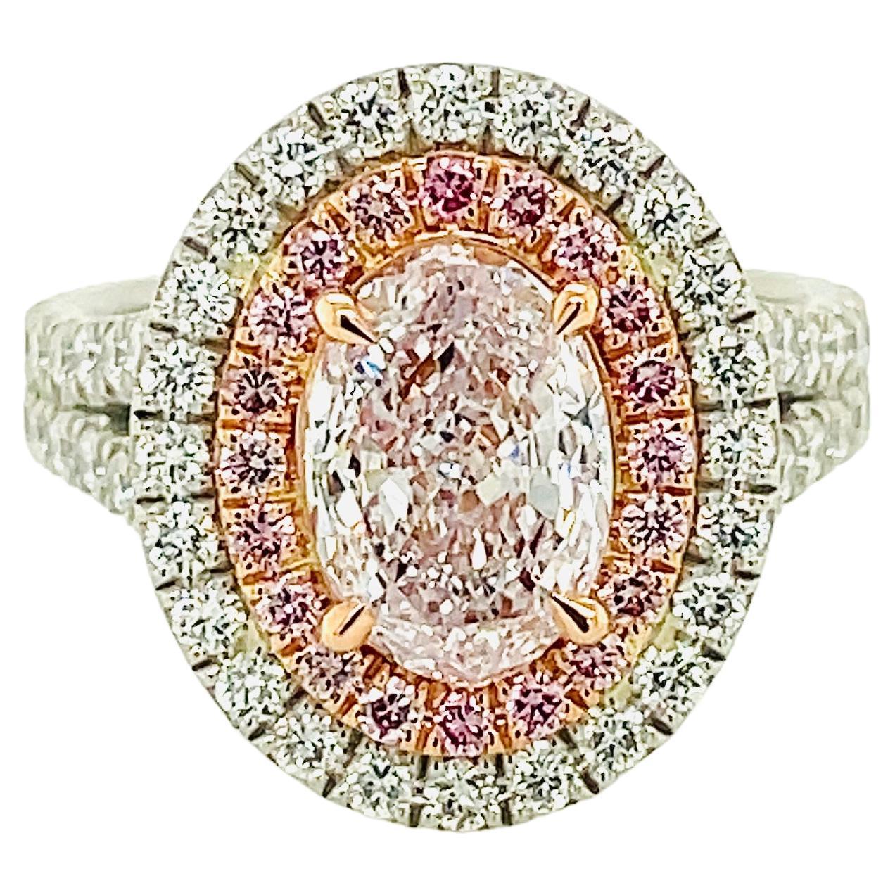 GIA Certified 2.01 Carat Very Light Pink Engagement Ring  For Sale