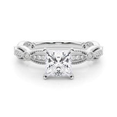GIA zertifiziert 2,01 Karat Vintage Princess Milgrain Band Diamantring