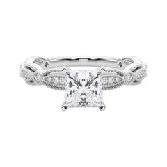 Anello di diamanti Vintage Princess Milgrain Band certificato GIA da 2,01 carati