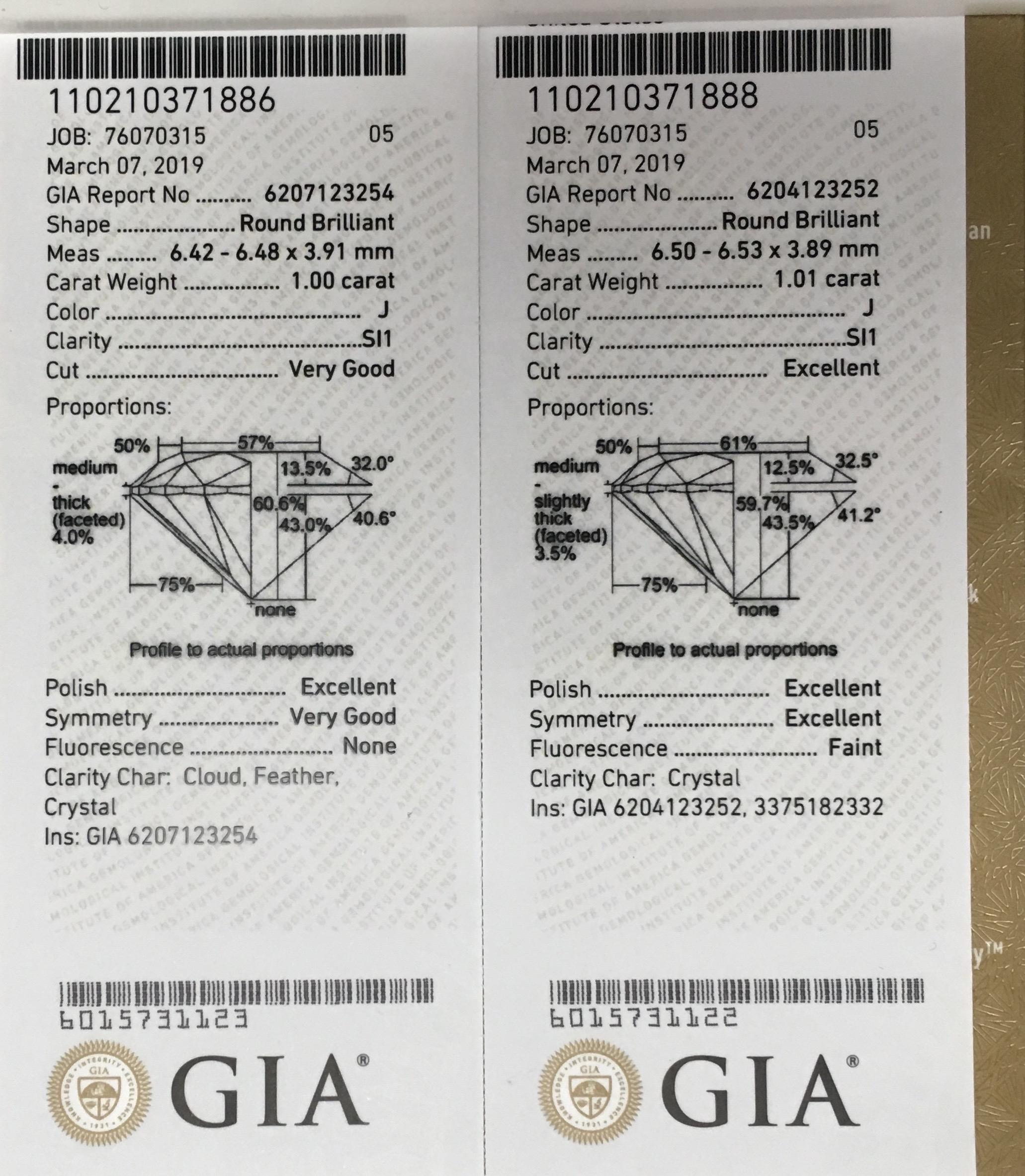 GIA-zertifizierte 2,01 Karat weiße runde Brillant-Diamant-Ohrstecker im Angebot 2