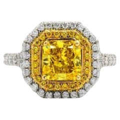 Anello con diamanti gialli VS1 certificato GIA da 2,01 carati Zimmi Fancy Vivid Yellow