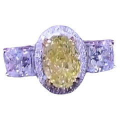 GIA Certified 2.01 Ct Fancy Brownish Yellow Diamond 18K Gold Ring 