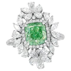 GIA Certified 2.01 CT Fancy Light Brownish Greenish Yellow SI2 Clarity 18K Ring