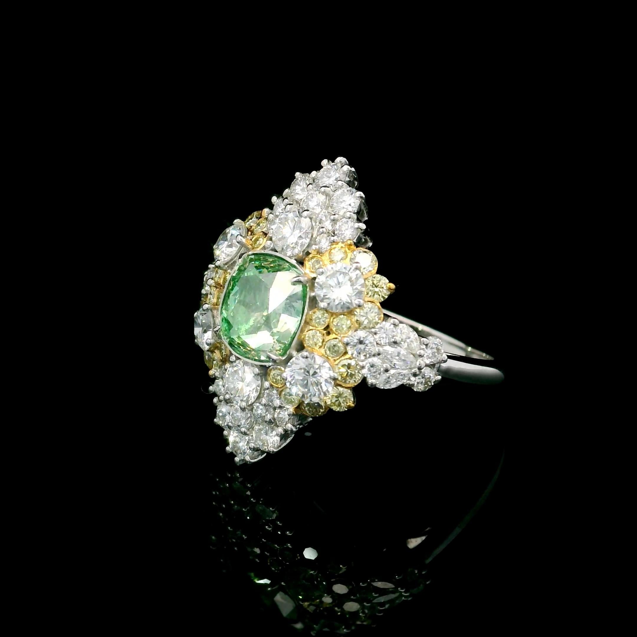 Bague fantaisie avec diamants de 2,01 carats certifiés GIA, brun clair brunâtre vertâtre jaune VS1 carats Neuf - En vente à บางรัก, TH
