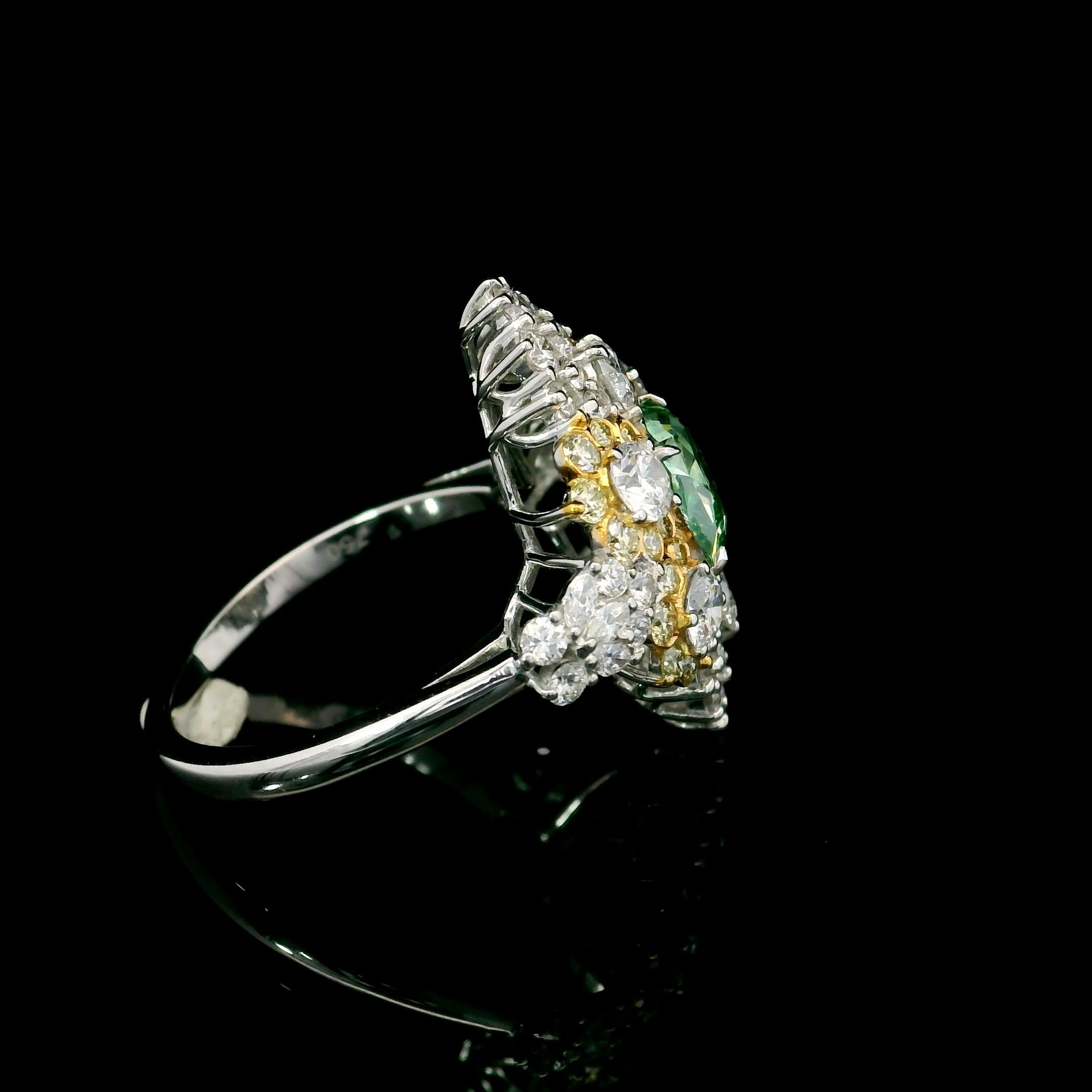Bague fantaisie avec diamants de 2,01 carats certifiés GIA, brun clair brunâtre vertâtre jaune VS1 carats en vente 2