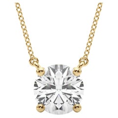 GIA Certified 2.01 ct Round Cut Diamond Solitaire Pendant Necklace