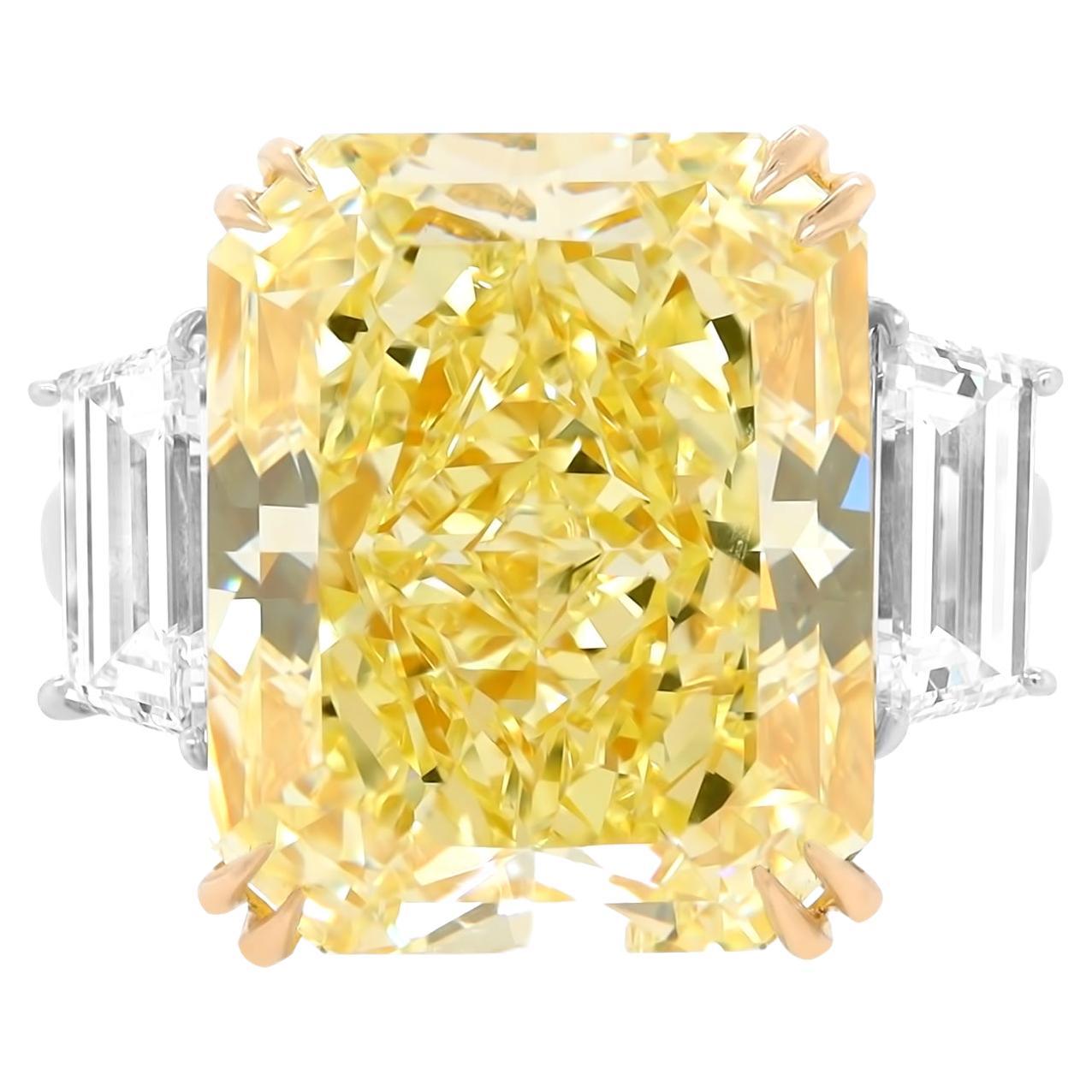 GIA Certified 20.17 Carat Fancy Intense Yellow Diamond Ring