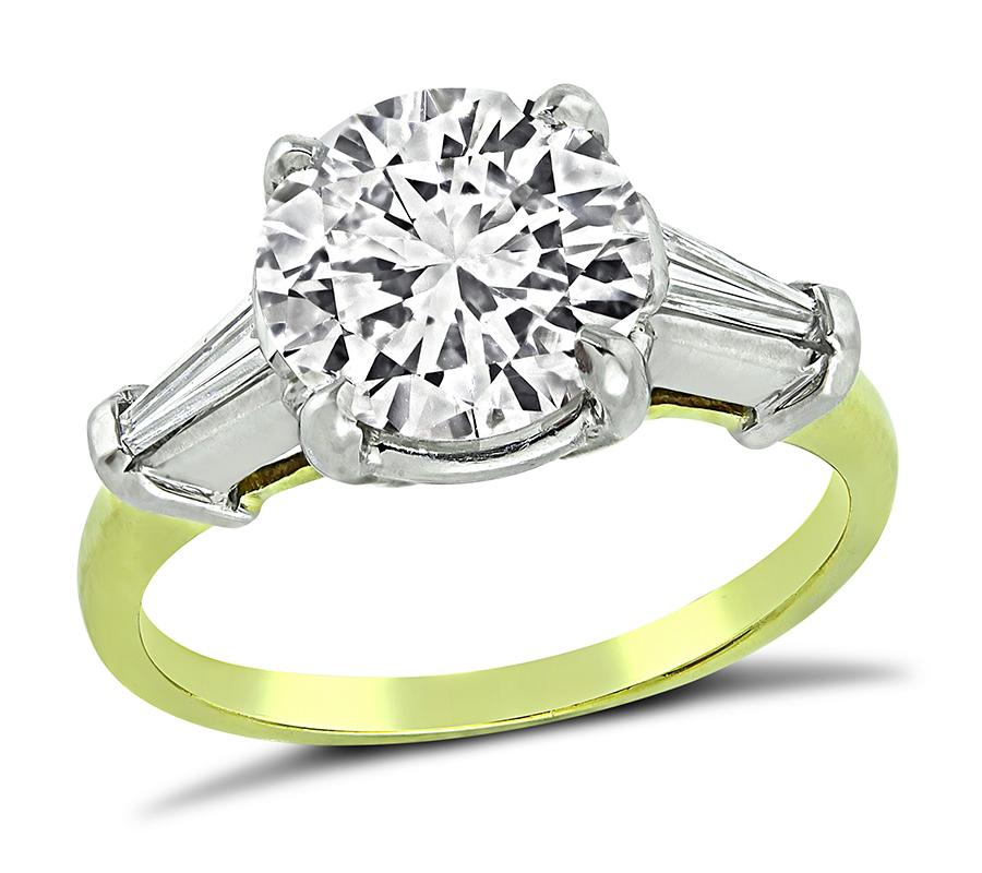 Round Cut GIA Certified 2.01ct Diamond Engagement Ring For Sale
