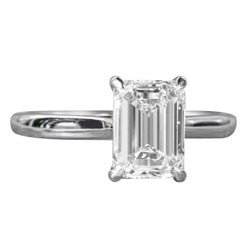 GIA Certified 2.01ct Emerald Cut Diamond Engagement Ring in 4 Prong Platinum