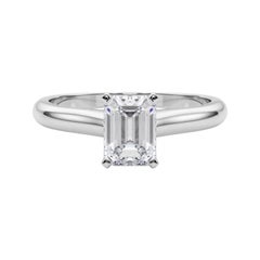 GIA Certified 2.01ct Emerald Slim Band Anello classico solitario in platino con diamante