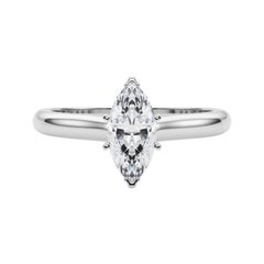 GIA Certified 2.01ct Marquise Slim Band Classic Solitaire Diamond Ring