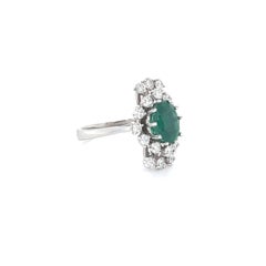 GIA Certified 2.01ct Oval Emerald & 0.91ct Diamond Ring in 18K Gold