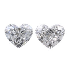 GIA Certified 2.01ct Pair of Natural Heart-Shaped Diamonds