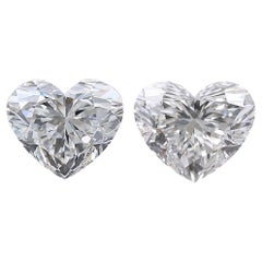 GIA Certified 2.01ct Pair of Natural Heart-Shaped Diamonds