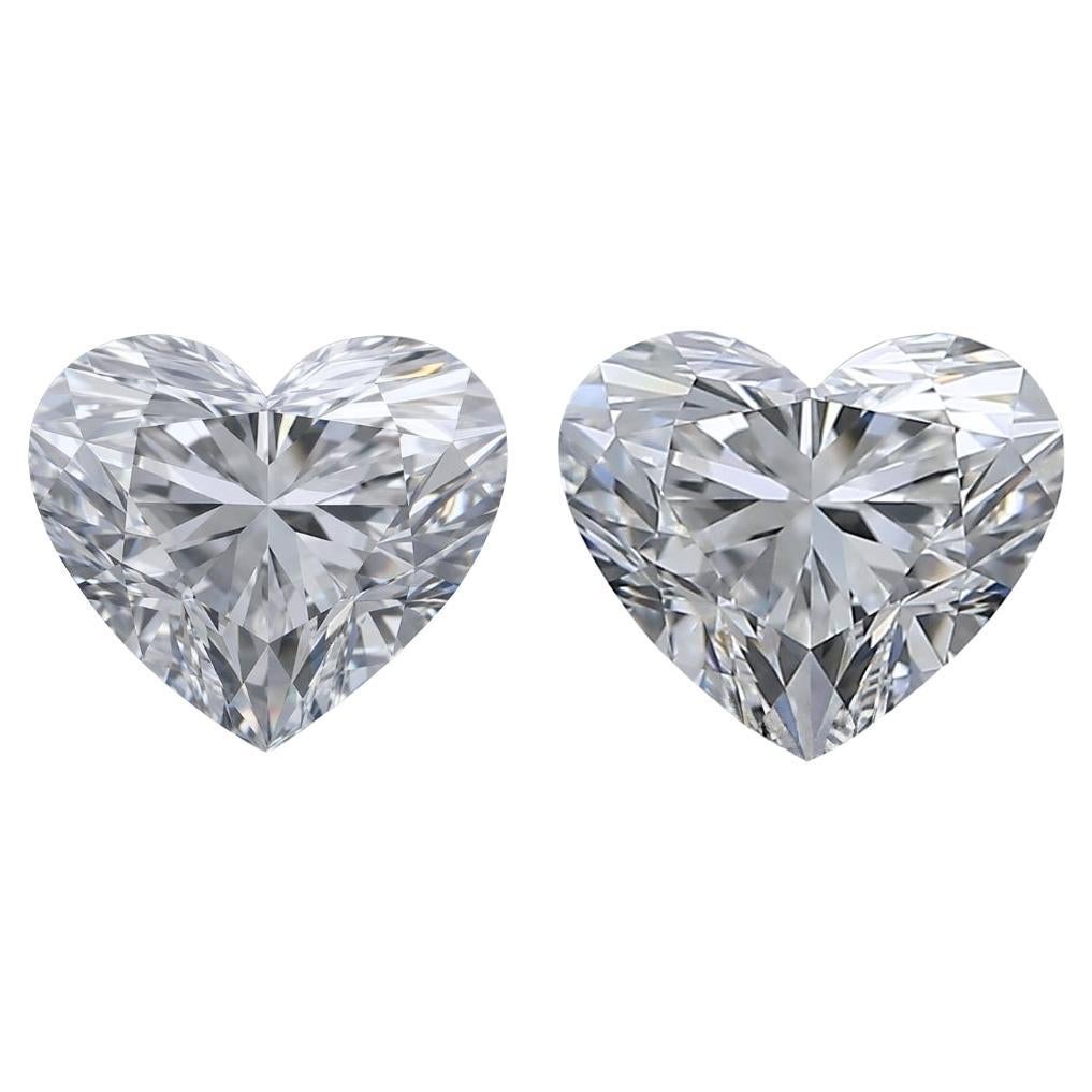 GIA Certified 2.01ct Pair of Natural Heart-Shaped Diamonds