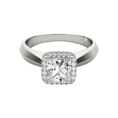 GIA Certified 2.01ct Princess Knife Edge Band Square Halo Diamond Ring