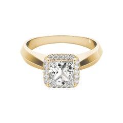 GIA Certified 2.01ct Princess Knife Edge Band Square Halo Diamond Ring