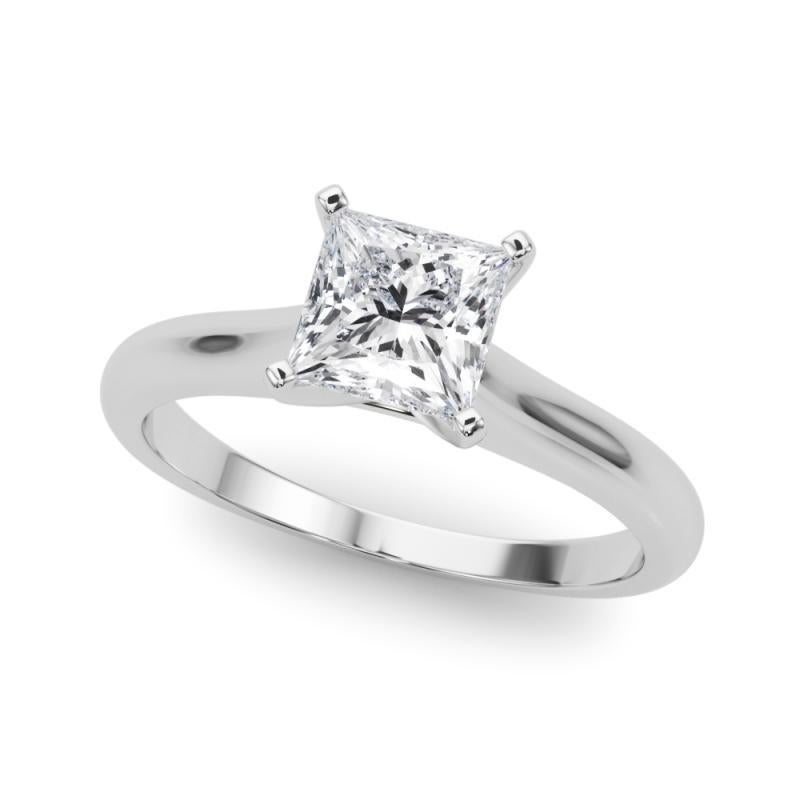 Taglio princess Anello con diamante solitario classico a fascia sottile con certificato GIA da 2,01 ct. in vendita