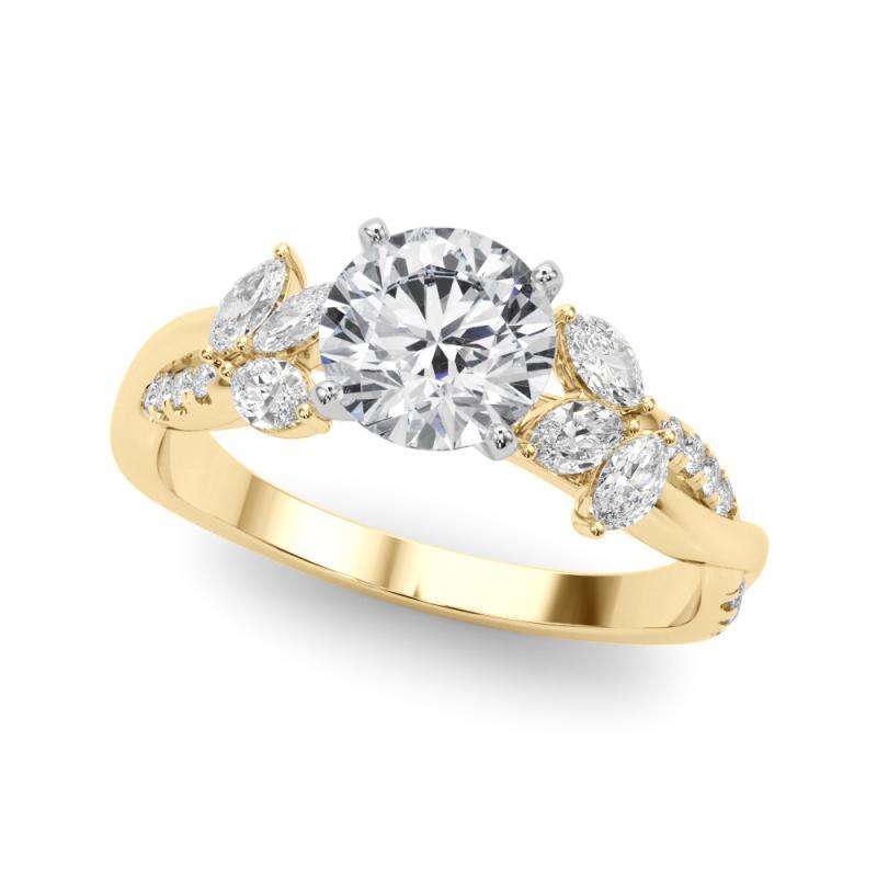 Anello con diamante rotondo certificato GIA da 2,01 carati con intreccio di fiori da giardino e vite In condizioni Nuovo in vendita a New York, NY