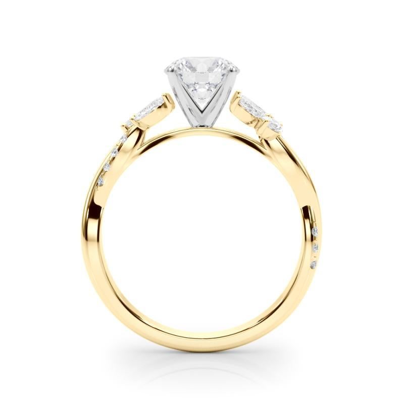 Anello con diamante rotondo certificato GIA da 2,01 carati con intreccio di fiori da giardino e vite in vendita 1
