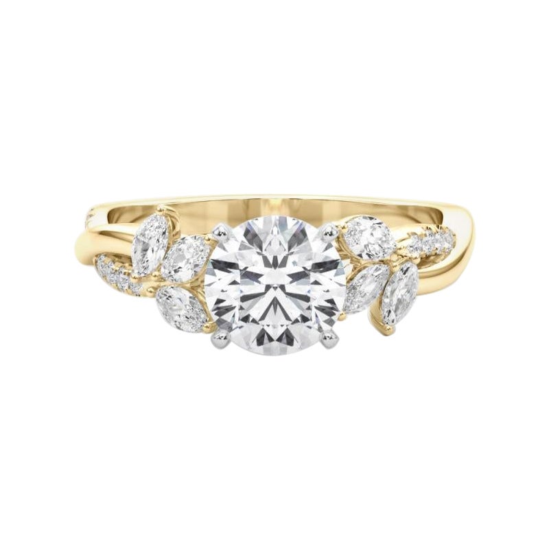 Bague en diamant certifié GIA 2.01ct Round Entwined Garden Flower Vine