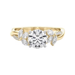 Bague en diamant certifié GIA 2.01ct Round Entwined Garden Flower Vine